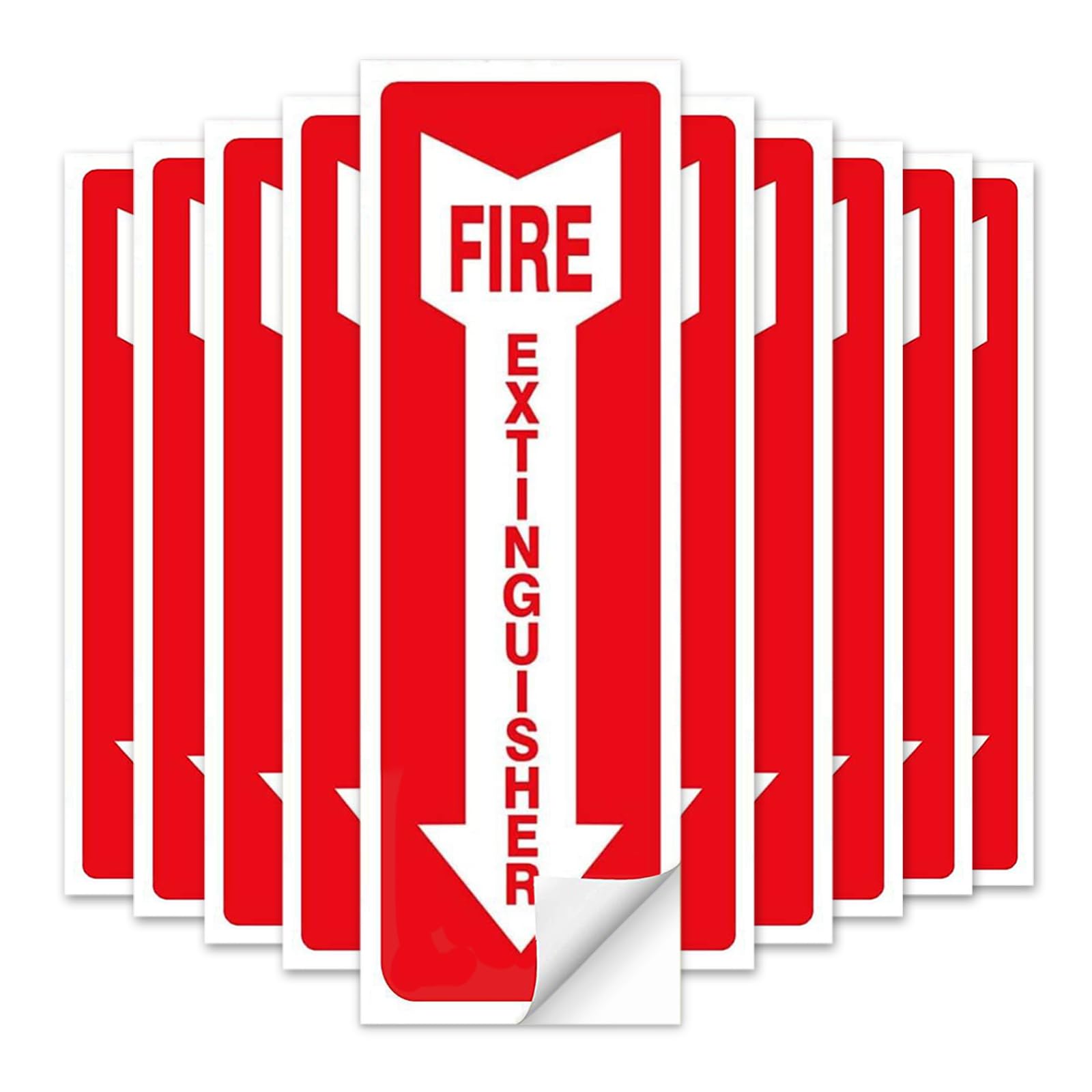 Fire Extinguisher Sign Stickers, 4" X 12" Permanent Adhesive Label For Indoor Use, High Visibility Fire Extinguisher Sign Arrow