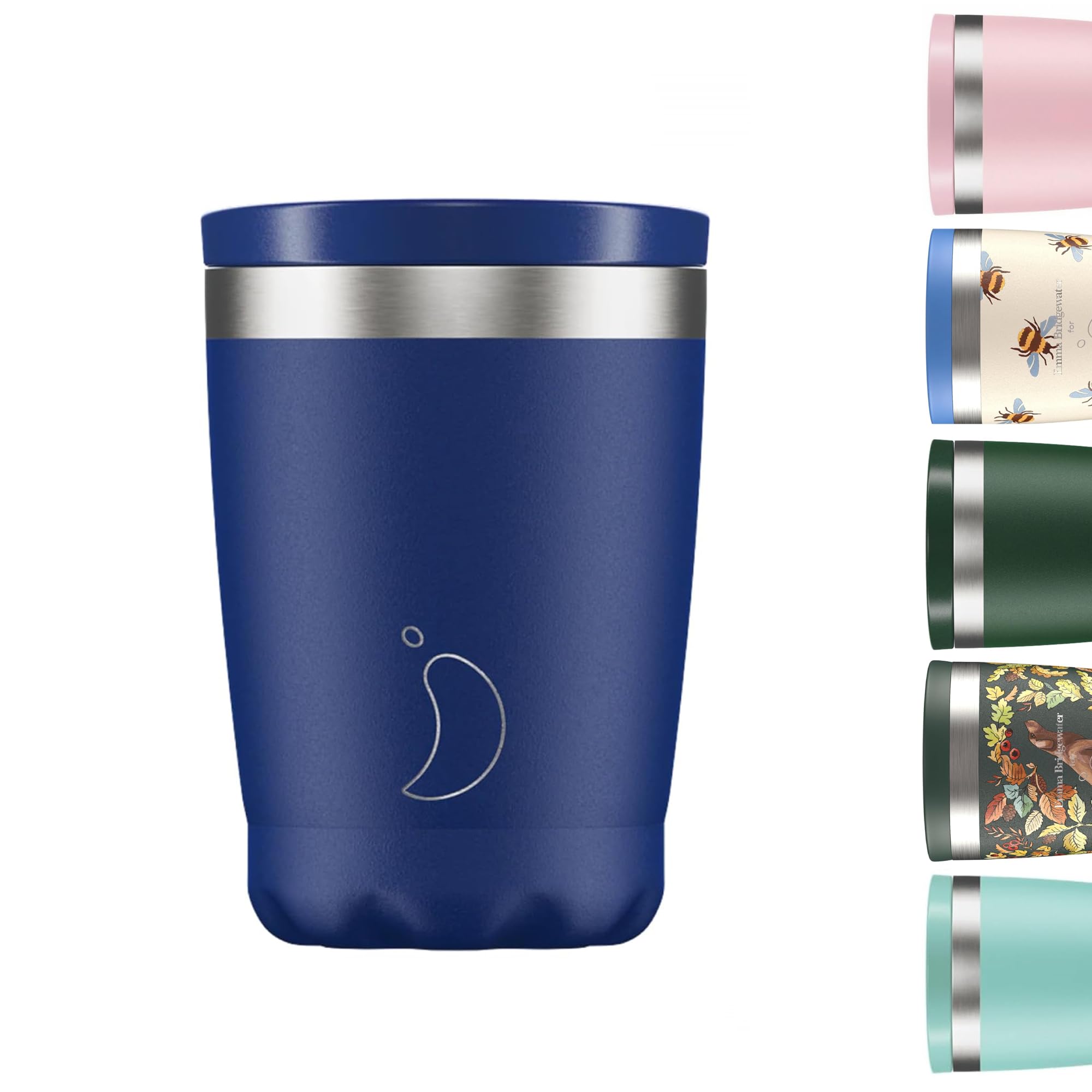 Chilly's Original Coffee Mug - Reusable Travel Mugs with Lid - for Cold/Hot Drinks - Vacuum Insulated Double Wall Vacuum Insulated Mug - Stainless Steel - 12oz - Matte Blue