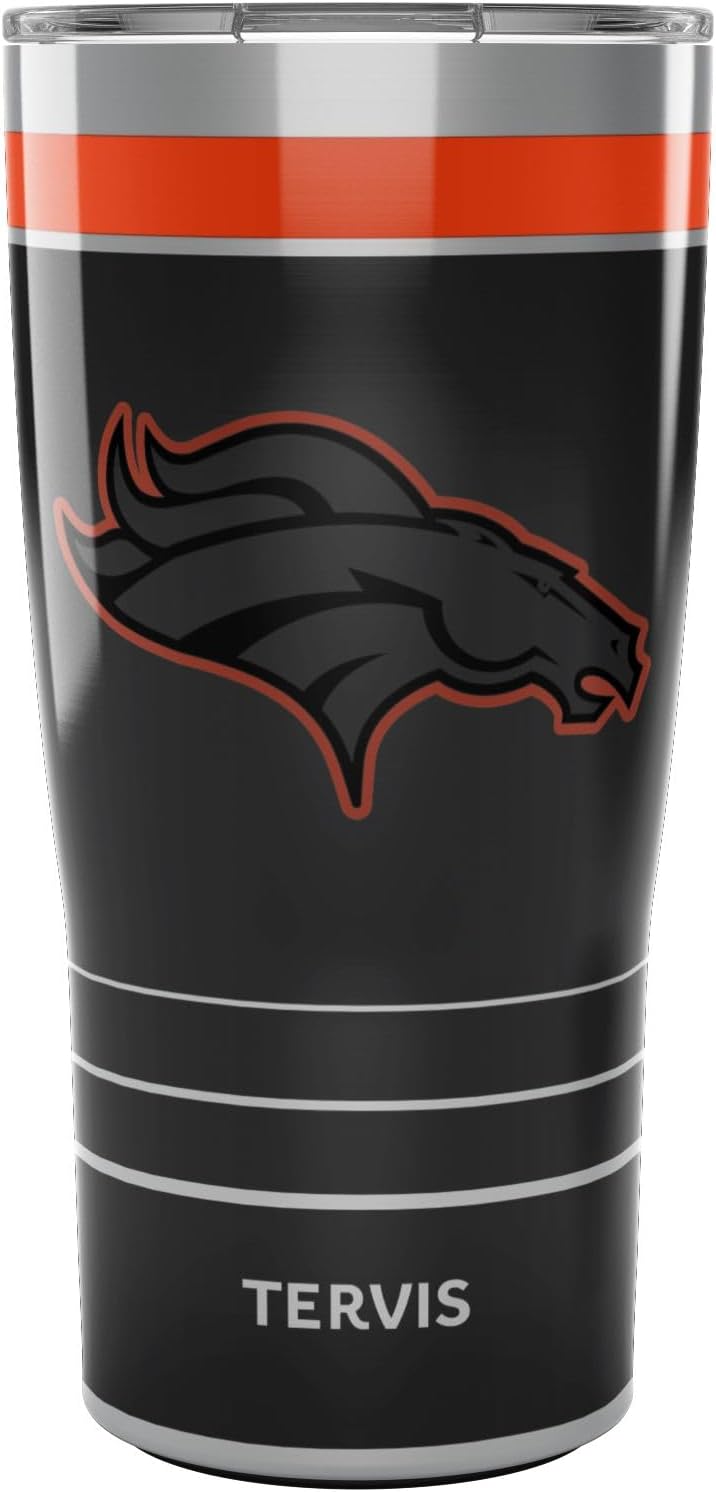 Tervis Traveler NFL Denver Broncos - Night Game Triple Insulated Tumbler Travel Cup Keeps Drinks Cold & Hot, 20oz, Stainless Steel