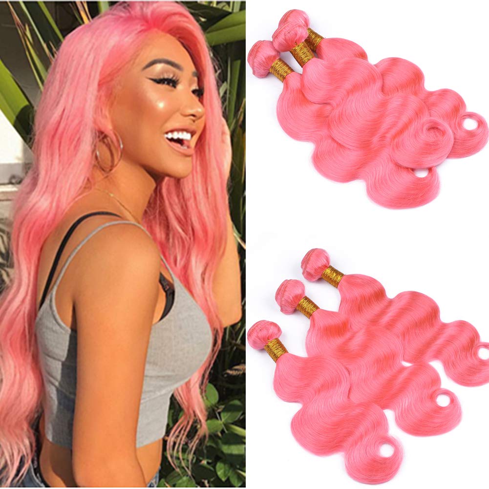 Amazon.com : Cloud Hair Pink Color Body Wave Virgin Human  display picture 1