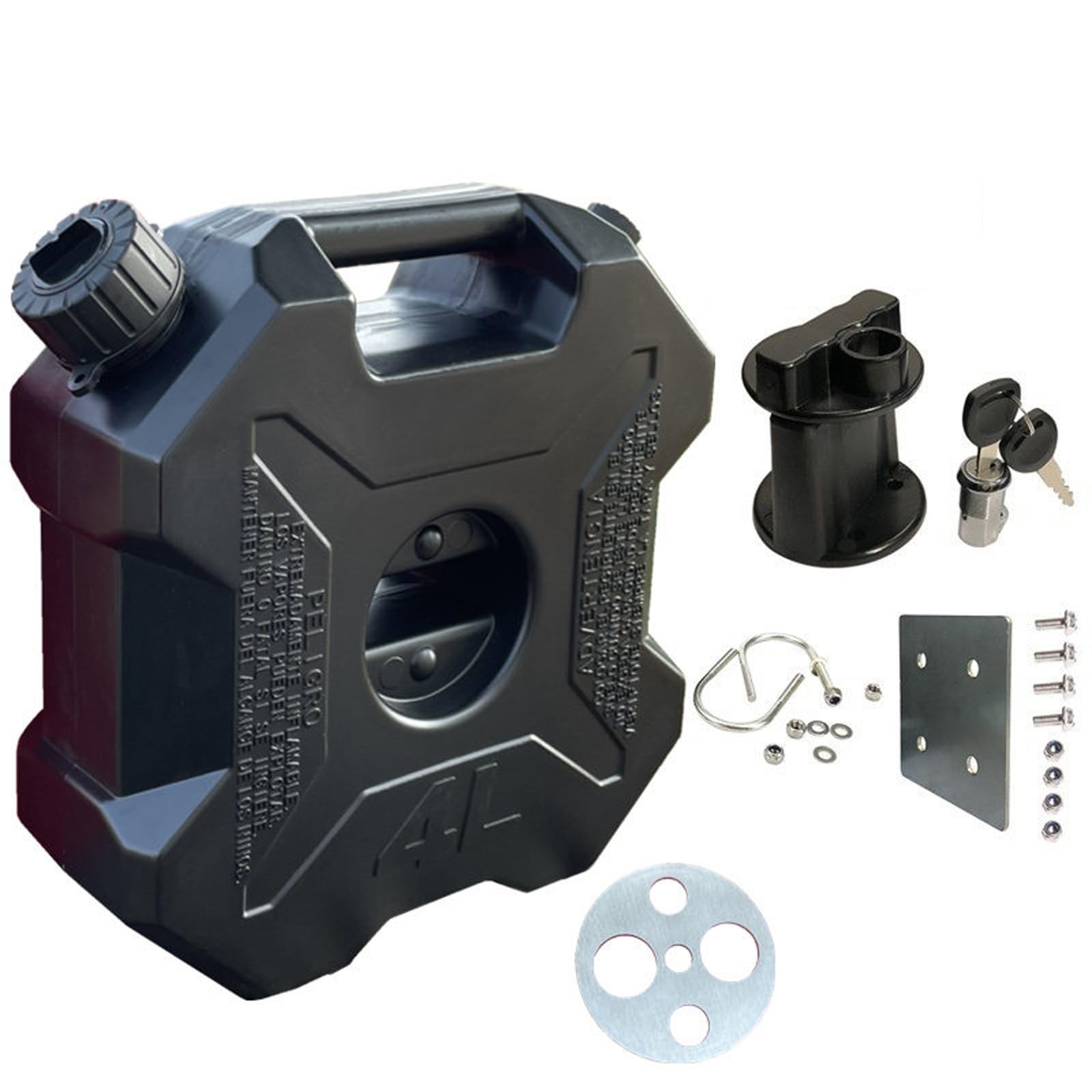 Bidon Gasolina, Garrafas de Aceite de Motor de Plástico con Cierre de Seguridad, Ligeras, Prácticas y Fáciles de Instalar, Aptas para Motocicletas y Coches(Black)