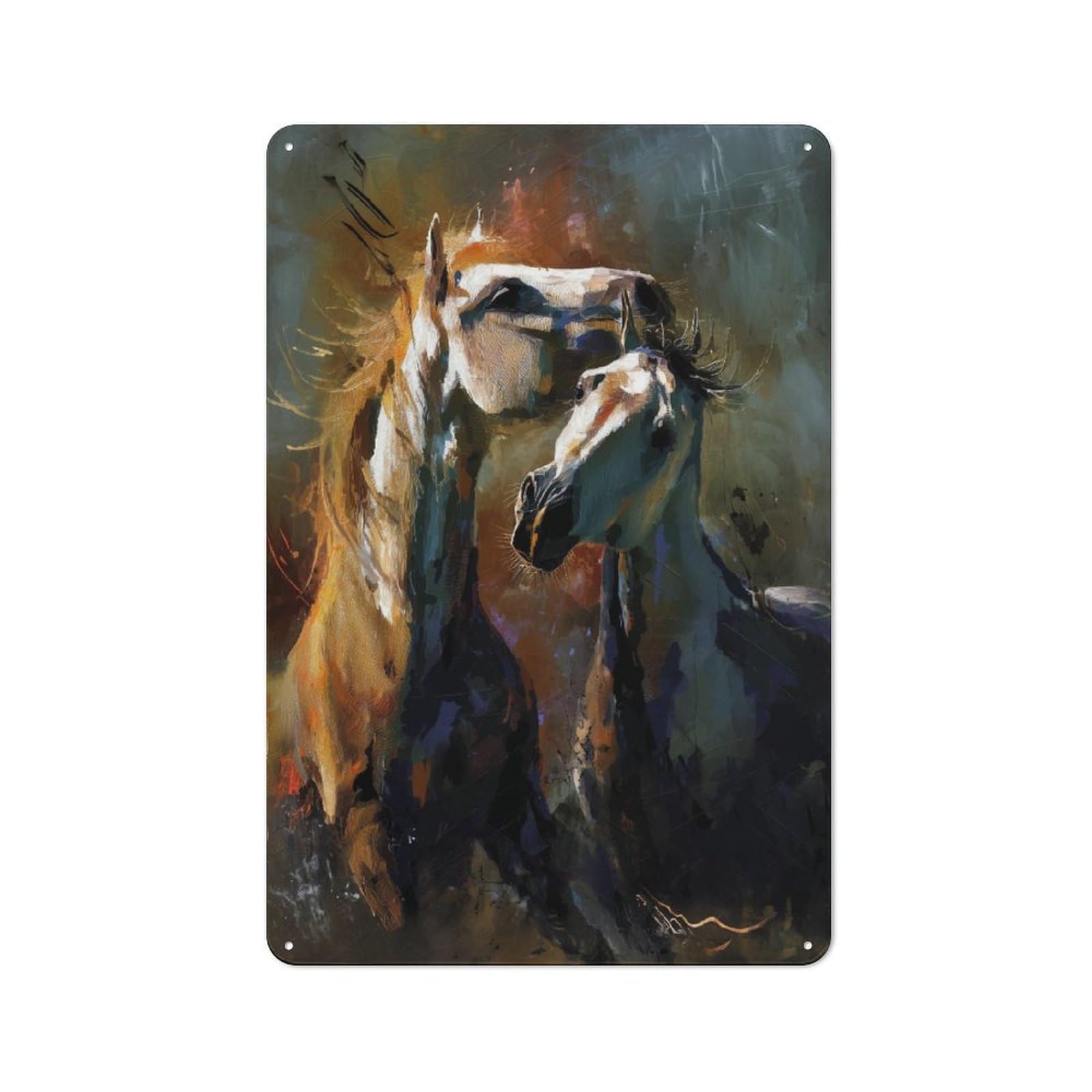 Junmoney Abstract Horse Portrait Artwork Character Decorative Tin Plaque 30X20cm Featuring Small Space Decor For Bedroom, Kitchen, Office Or Living Room