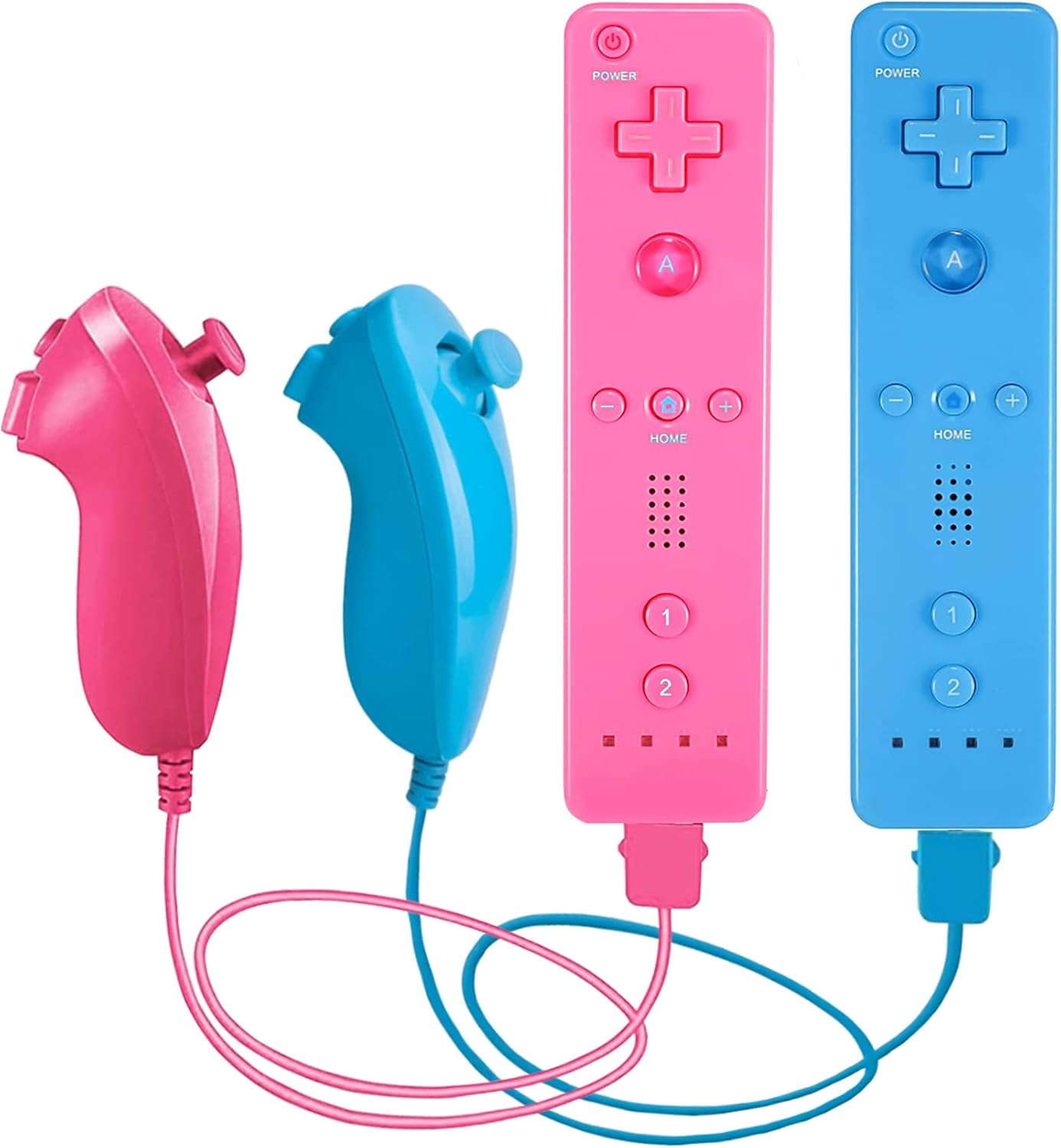 PGYFDAL 2 Pack Remote Controller and Nunchuck Joystick for wii/wii u Console, Gamepad with Silicone Case and Wrist Strap for Holiday (Pink and Blue) : Video Games