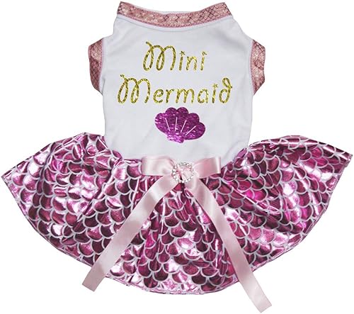 Miniatura 3 de Petitebella - Mini vestido de perro con concha de sirena blanca, color verde, XXL, Blanco