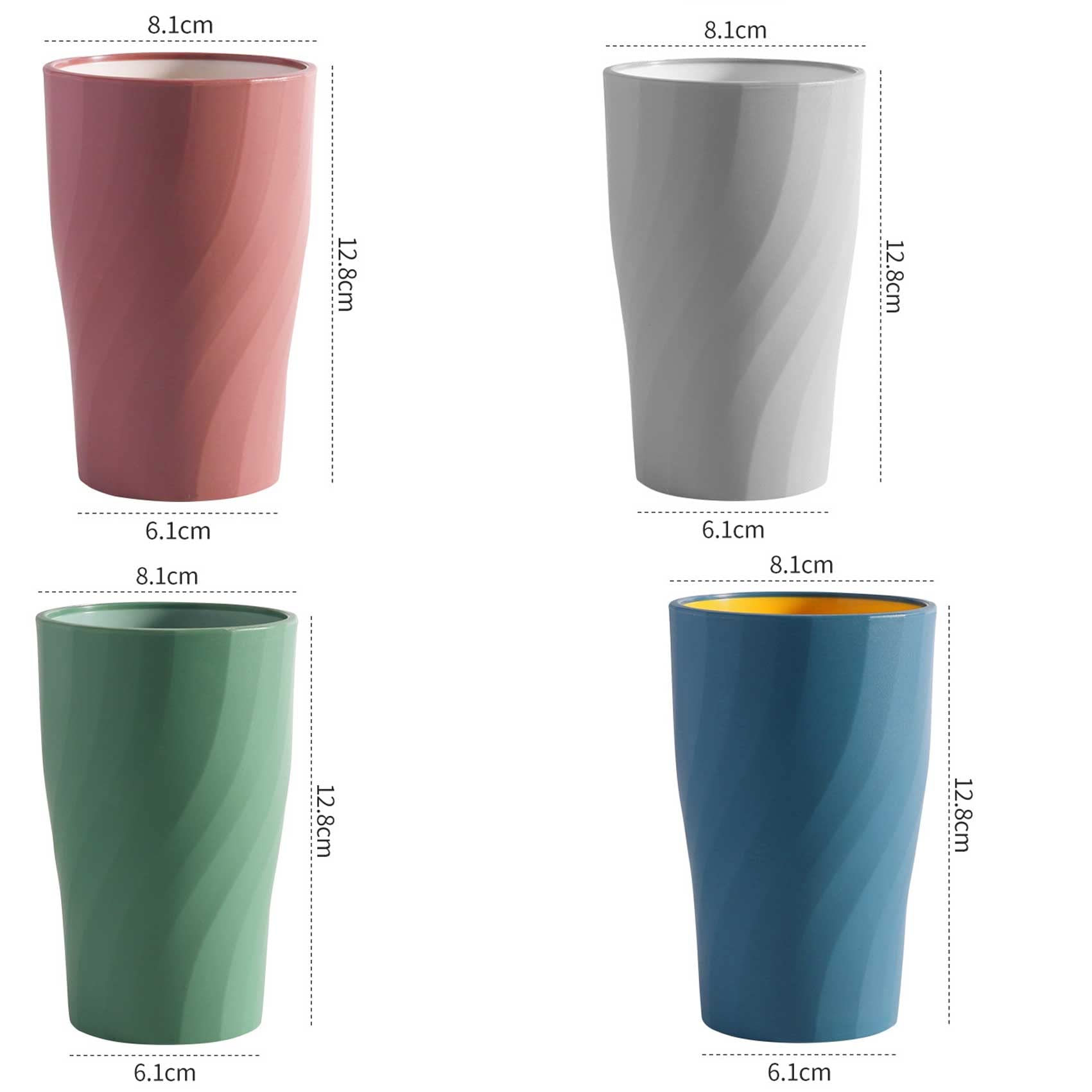 Gobelets à Brosse à Dents Empilables – Lot De 4 – 300 Ml – Gris Et Noir – Qualité Alimentaire, Antidérapants