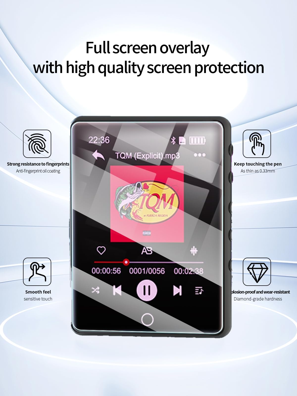 UYRUREL Screen Protector for HOVOYNN 2.8-inch Touch Screen Digital MP3 Player, High-definition Scratch Resistant Film,HD Clear Anti Blue Light, Bubble Free with Easy Installation Kit, 3 Pack