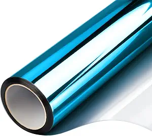 Filmgoo Window Privacy Film One Way Daytime Mirror Tint Treatments UV Heat Control Vinyl Stickers Sun Block Glass Paper Door Covering Reflective (Light Blue Silver, 29.5 Inch x 13.1 Feet)