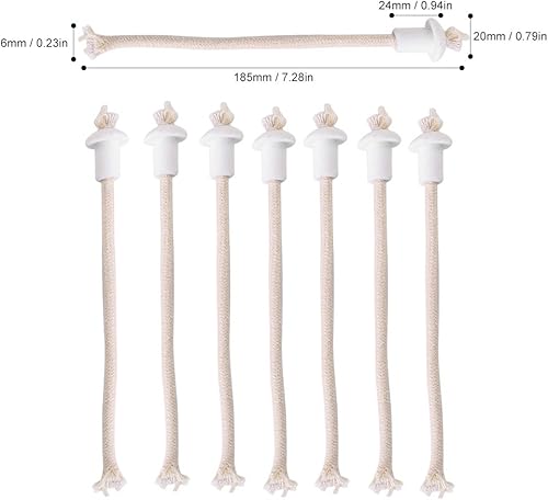 Miniatura 2 de Estink Paquete de 7 mechas de lámparas de aceite con soportes de cerámica, mecha de repuesto de algodón para lámpara de alcohol, linterna de aceite