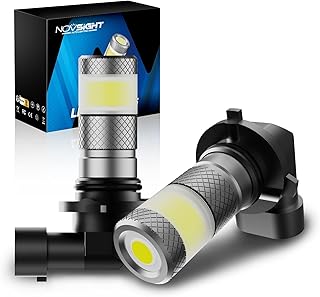 NOVSIGHT 9140/H10/9145 Led Fog Light Bulbs or DRL, 6000K Xenon White 360 Degree Fog Light Led, Mini Size All in One Fog Bulbs Daytime Running Lights Replacement, White Pack of 2