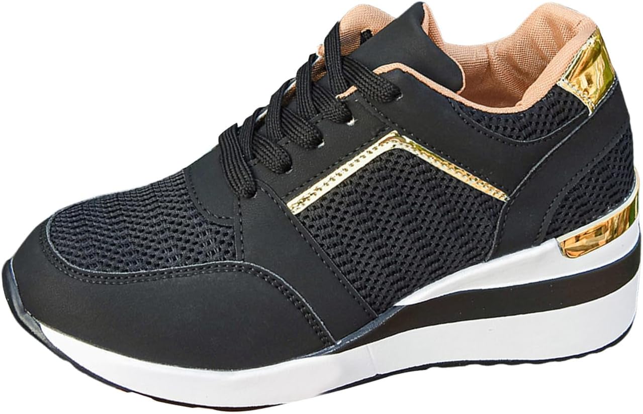 Sneakers for Women Casual Lightweight Breathable Tennis Shoes Wedge Heel Thick Sole Walking Shoes