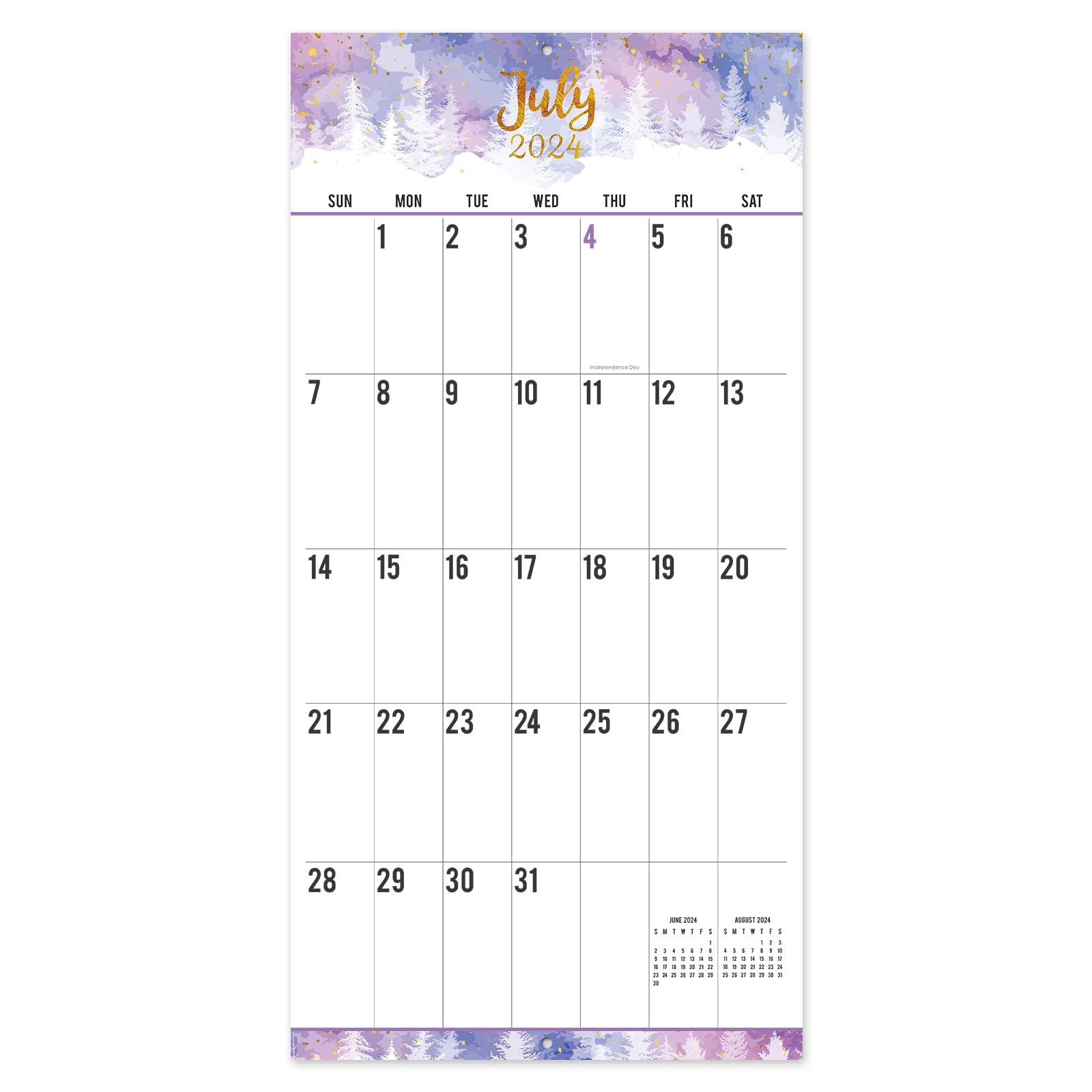 2025 Wall Calendar - Monthly Wall Calendar 2025, January 2025 - December 2025, 11.8" x 24"(Open), Hanging Hook, Blocks and Holidays