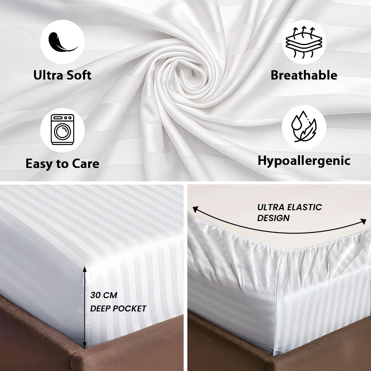 6Pcs Bed Sheet King Size Set With Duvet Cover 220x240 Microfiber Bed Sheets Bedding Set Includes 1 Fitted Sheet, 1 Quilt Cover & 4 Pillows Cases (White, 6Pcs Duvet Cover Set- King)