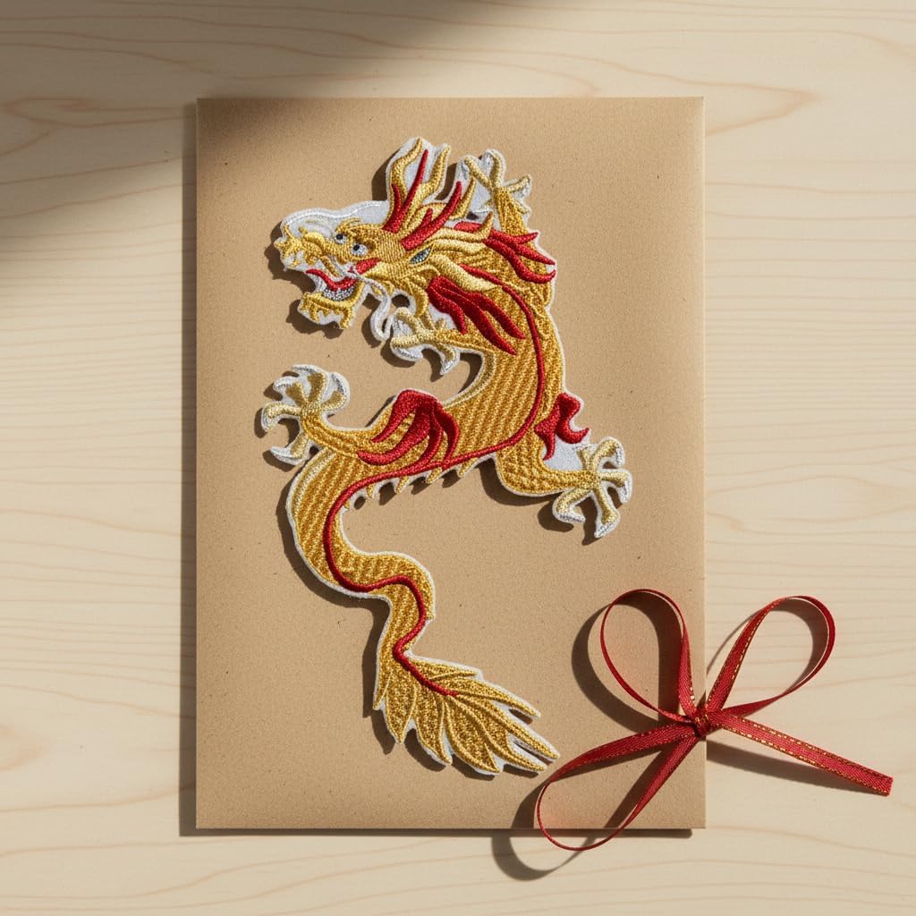BeyondVision Custom Yellow Dragon Embroidery Iron On/Sew Patch [6.54" * 4.7"][Made in USA]