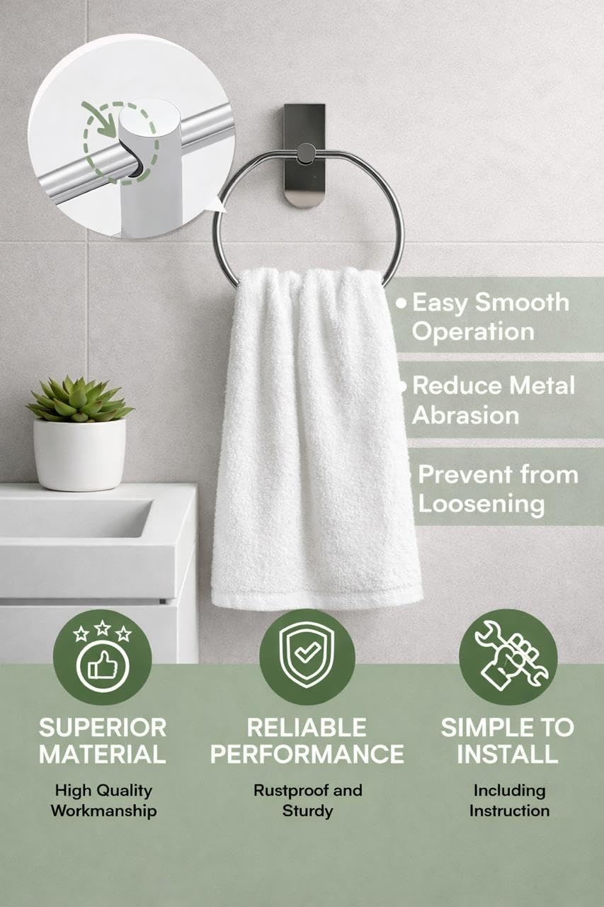 Oslen Magic Sticker Self Adhesive Stainless Steel Towel Ring Holder β Apple Shape Wall Mount, Chrome Finish, Rust-Resistant, Space-Saving Bathroom Accessory for Hand Towels No Drilling (Pack of 1) 2