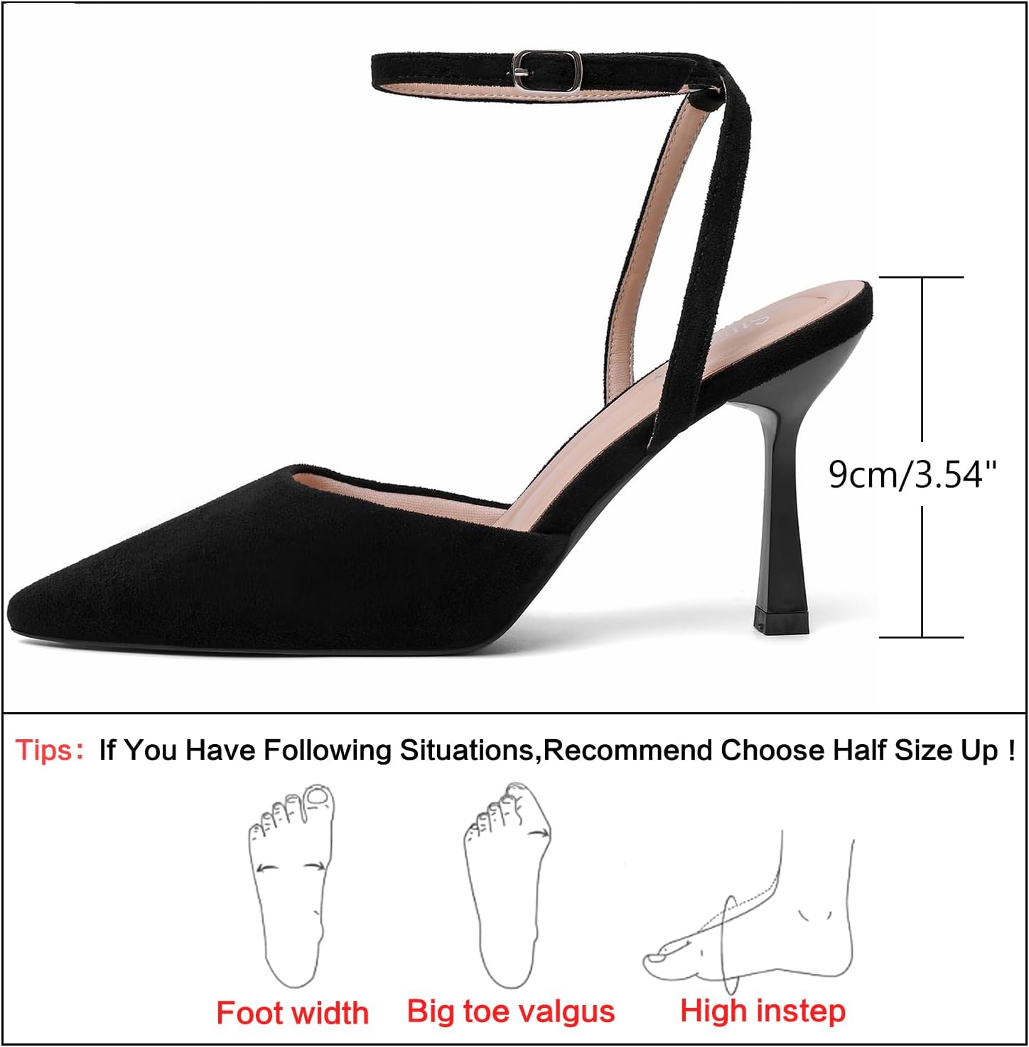 Susanny Heels for Women Stiletto Closed Pointed Toe Backless Dress Shoes High Heels Sexy Kitten Pumps Wedding Guest Party Dance Prom Dressy Comfort Shoes - Image 4