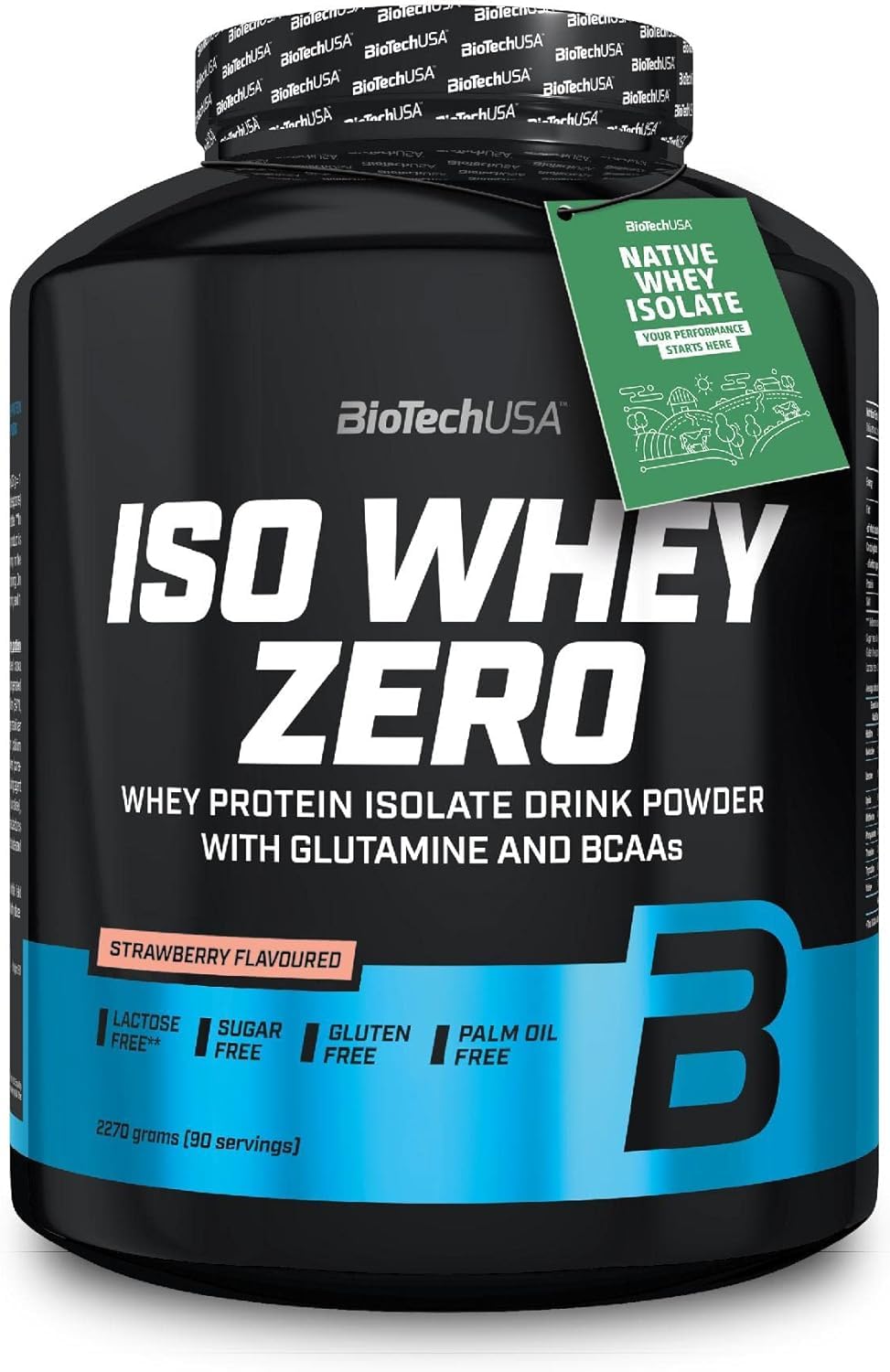 BioTechUSA Iso Whey Zero | Premium Whey Protein Isolate | Grass-Fed | Enzyme-Free | Sugar- and Gluten-Free, 2.27 kg, Strawberry