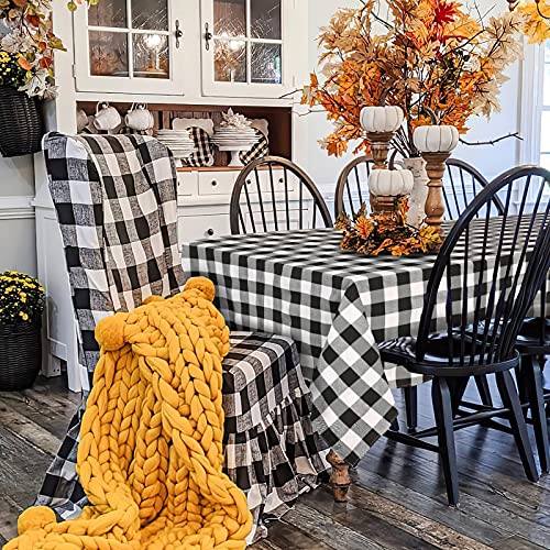 Plaid Tablecloth Buffalo Checkered Tablecloths Black And White Farmhouse Tablecloth For Home Party Fall Christmas Table Decorations 56X120 Inch #TOP4