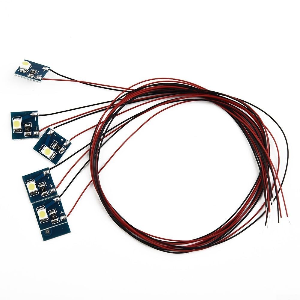 VEYFIY 5pcs 12V Interior LED Lighting Kit for Model Railway Buildings, Pre-Wired for OO HO Scale, Compatible with and Bachmann(Cold Light)