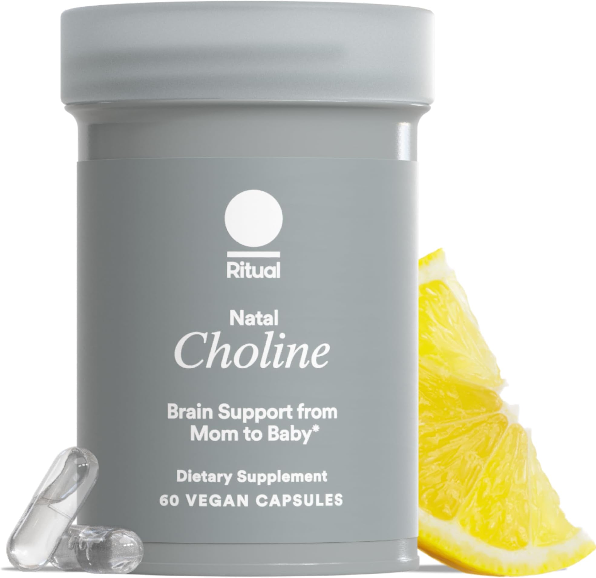 Ritual Natal Choline Supplement - 550mg - to Support Baby’s Cognitive Function When Taken During Pregnancy and Postpartum Choline Content in Breastmilk* - Vegan - Citrus - 30 Capsules - 30 Servings