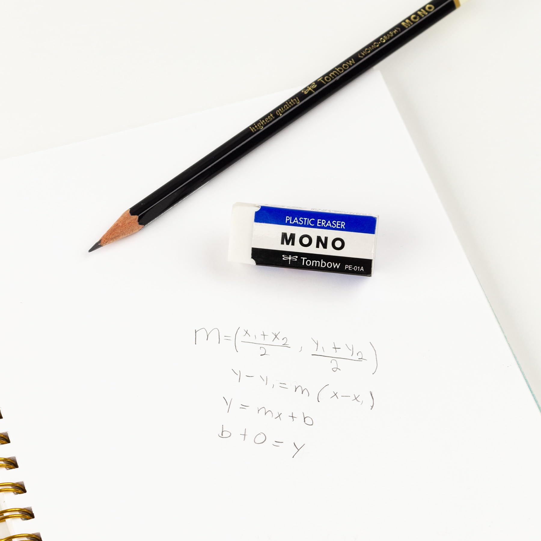 Tombow American 57320 - Caja expositora de 40 Piezas pequeñas, Goma de borrar Mono, Color Blanco