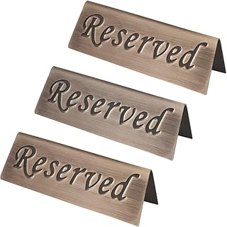 予約席プレート 予約 席 Reserved 両面 スタンド ステンレス 注意サイン サインプレート リザーブ 卓上 札 デスク 店 飲食店 カフェ ステンレス製 3枚(Reserved・レトロ③)