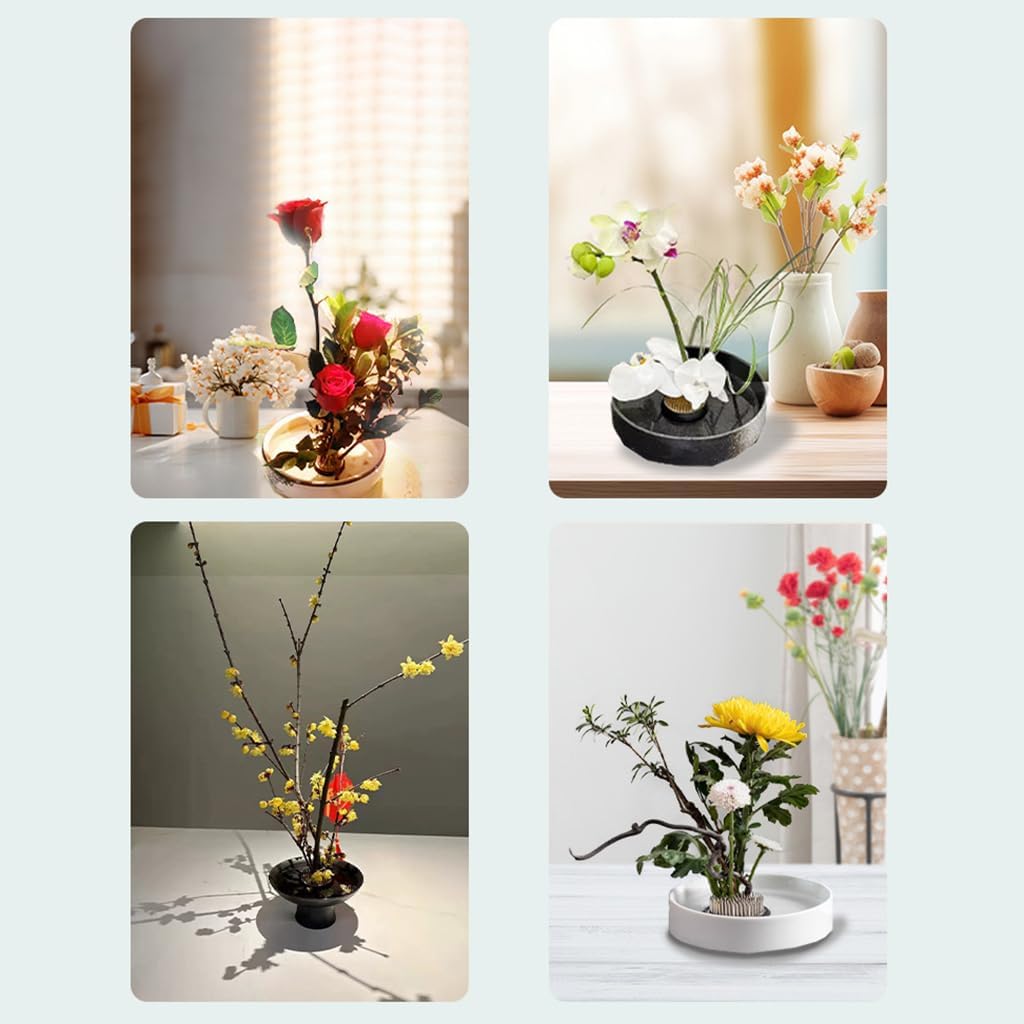 Round Flower Frog,Stainless Steel Pin Flowers Holder with Rubber Base,Japanese Ikebana Flower Fixed Tools for Plant Fixation and Decoration,Flower Arrangements Pin Frog(Size:D50,Color:Brass)