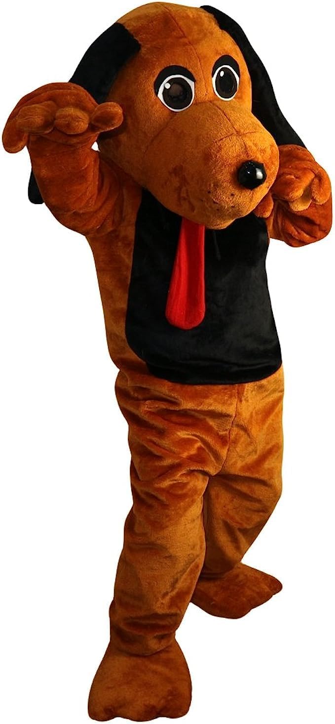 Brown Dog Mascot Costume Adult Size for Men & Women with Built-in Fan Inside the Head