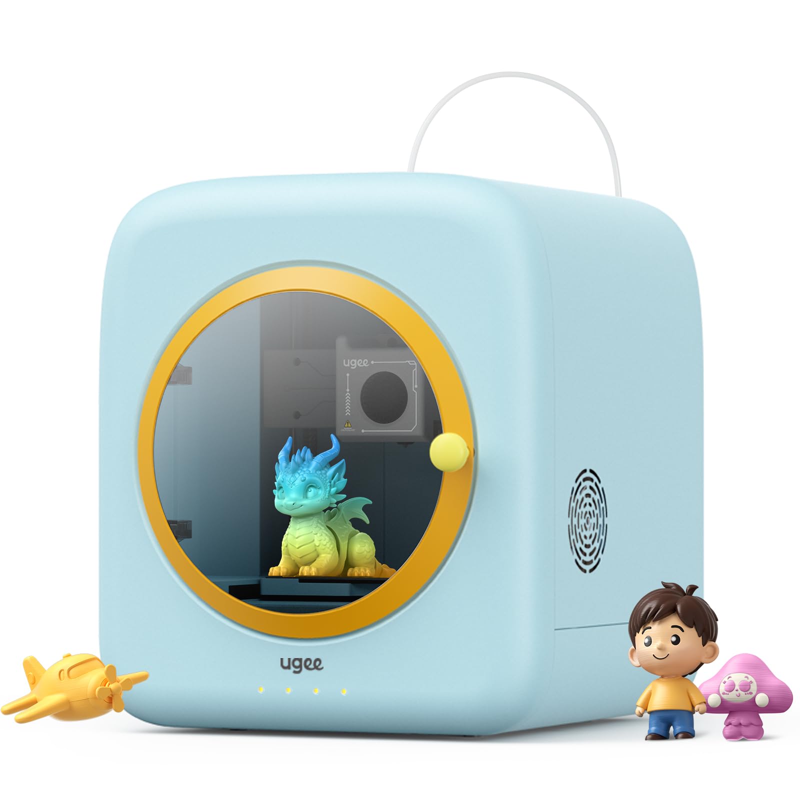 ugee Funbox - Impresora 3D para niños, filtro de aire seguro para el hogar, modelado de voz/fotos IA, impresión de aplicación de un solo toque, antiquemaduras, divertido fabricante educativo para