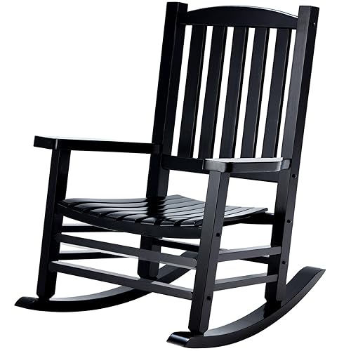 Hupmad Wooden Rocking Chair Outdoor Oversized Porch Rocker Chair,Patio Wooden