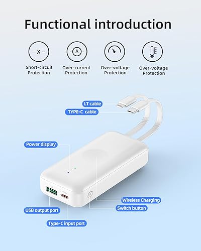Miniatura 6 de Cargador portátil para Apple Watch, mini banco de energía de 10000 mAh para iWatch, cargador de teléfono de carga rápida con cable integrado,