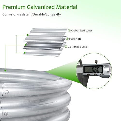 Miniatura 3 de FORTUNO 2 cajas de jardín elevadas galvanizadas de 9 x 3 x 1 pies, de metal, para exteriores, maceta grande de acero para plantar verduras y