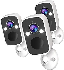 Security Cameras Wireless Outdoor 3pack,2K Battery Powered Spotlight Siren Alarm WiFi Cameras for Home Security, Color Night Vision, AI Motion Detection,2-Way Talk, Waterproof, Cloud/SD Storage asin的图片