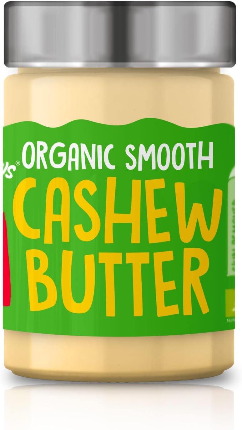 Meadows Organic Gluten Free and Vegan Smooth Cashew Butter 300g. Agave Sweetened With No Added Sugar and Palm Oil Free - Skin Removed For a Buttery Taste