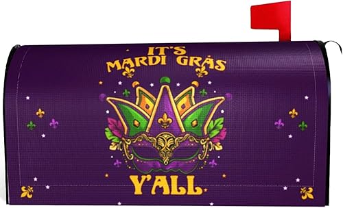 Miniatura 1 de Its Mardi Gras Yall - Funda magnética para buzón de correo con flor de lis festival de temporada carnaval martes grasos decoración para el jardín