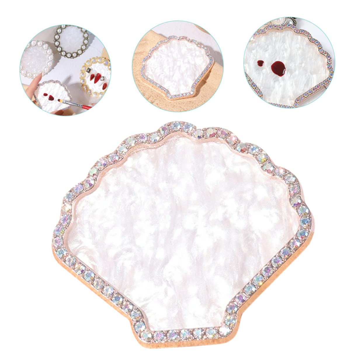 HONMEET Nail Art Painting Palette Tray Holder Vintage Rhinestone Display Board for Shell Nail Tips Makeup Mixing Tray for Nail Polish and Gel Art