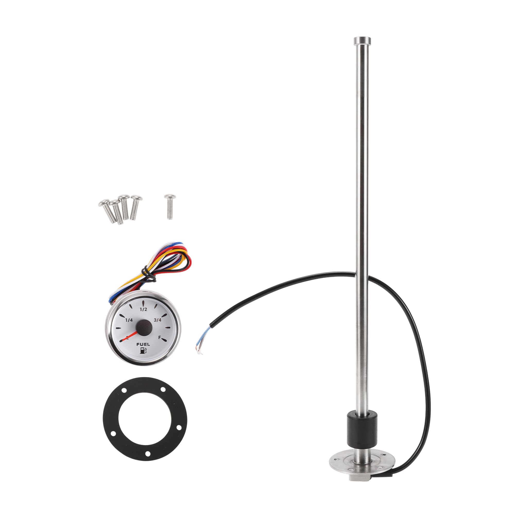 A ABSOPRO Fuel Sending Unit and Gauge Kit 16.93" Length Boat Fuel Sending Unit Marine Fuel Sender Unit Metal Silver Tone White 1 Set 240-33 Ohm