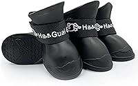 Vista 4 de Botas de lluvia de goma antideslizantes y impermeables para perros, color caramelo, cubierta para patas (negro, L)