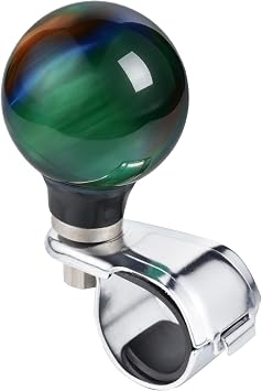 Ball Steering Wheel Spinner Knob Car Turning Suicide Power Handle | Hot Rod Style Steering Turning Aid, Resin Brodie Knob, Fit Most Agricultural Tractors Forklifts Lawn Mowers, Green Multi-Tone