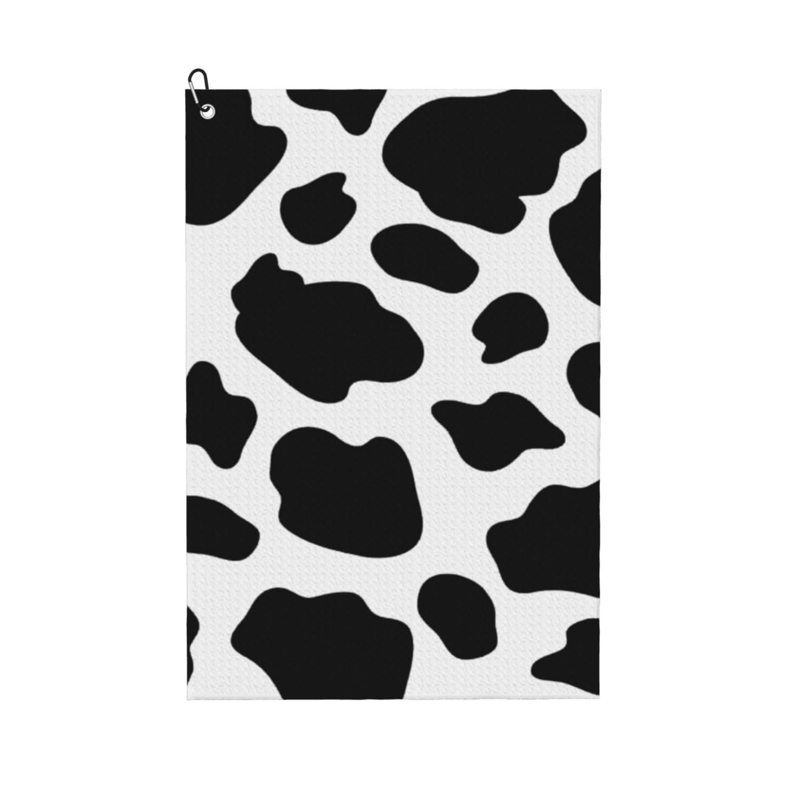 Hnnkloy Cow Spots, 16x24 in Portable Waffle Golf Towels with Carabiner Clip for Golf Bag