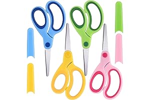 LovesTown 4 Pairs Kid Scissors with Cover, Fun-Shaped Blunt Tip Scissors for...