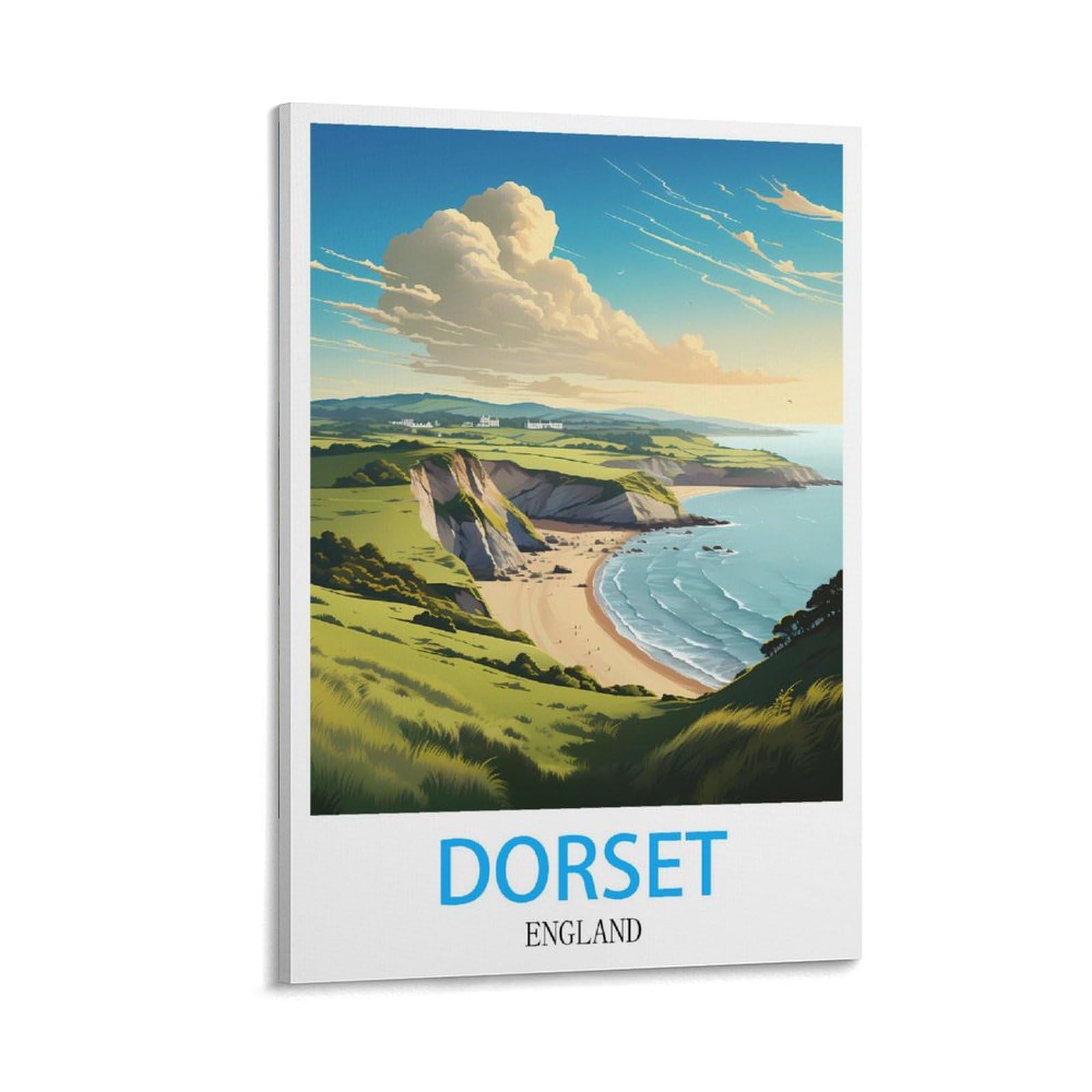 Hwjjuii Frame-Style Dorset England Vintage Travel Poster 08X12inch(20X30cm) Canvas Wall Posters And Art Picture Print Modern Family Bedroom Decor Posters