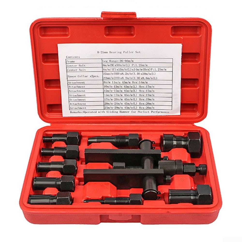 Juego de 10 extractores de rodamientos ciegos, kit de extractor de rodamientos interiores de motocicleta, extractor de rodamientos de motocicleta con juego de caja