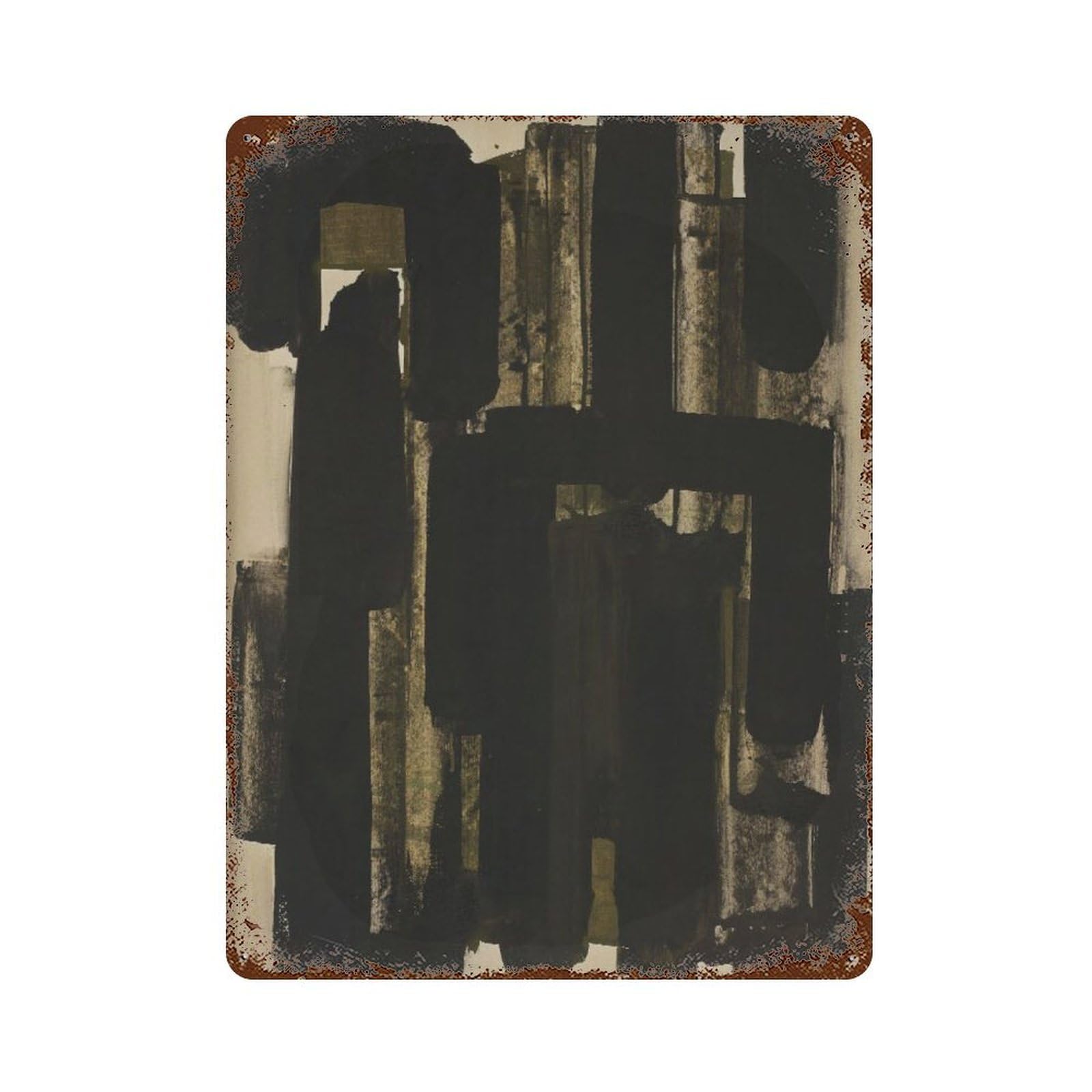 xiaoxiaoshen Pierre Soulages Abstract Brush Strokes Wall Decor Art Metal Tin Poster Modern Home Decor Art Home Bar Shop Decorations Vintage Sign 40x30cm