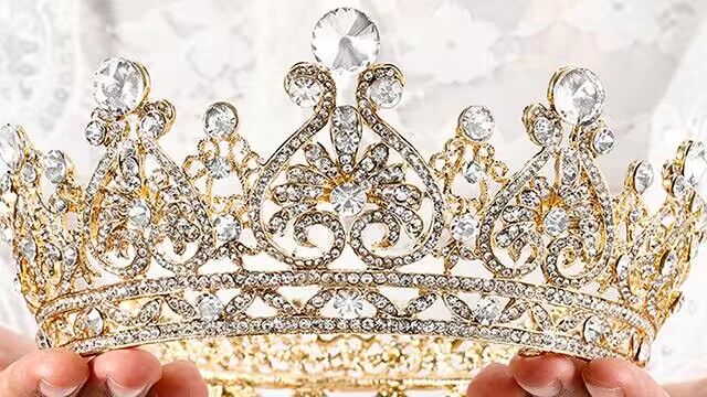 2821 Luxury Rhinestone Baroque Queen Tiaras and Crowns , Handmade Wedding Baroque Queen Crown with Colorful Rhinestones for Women  main image 4