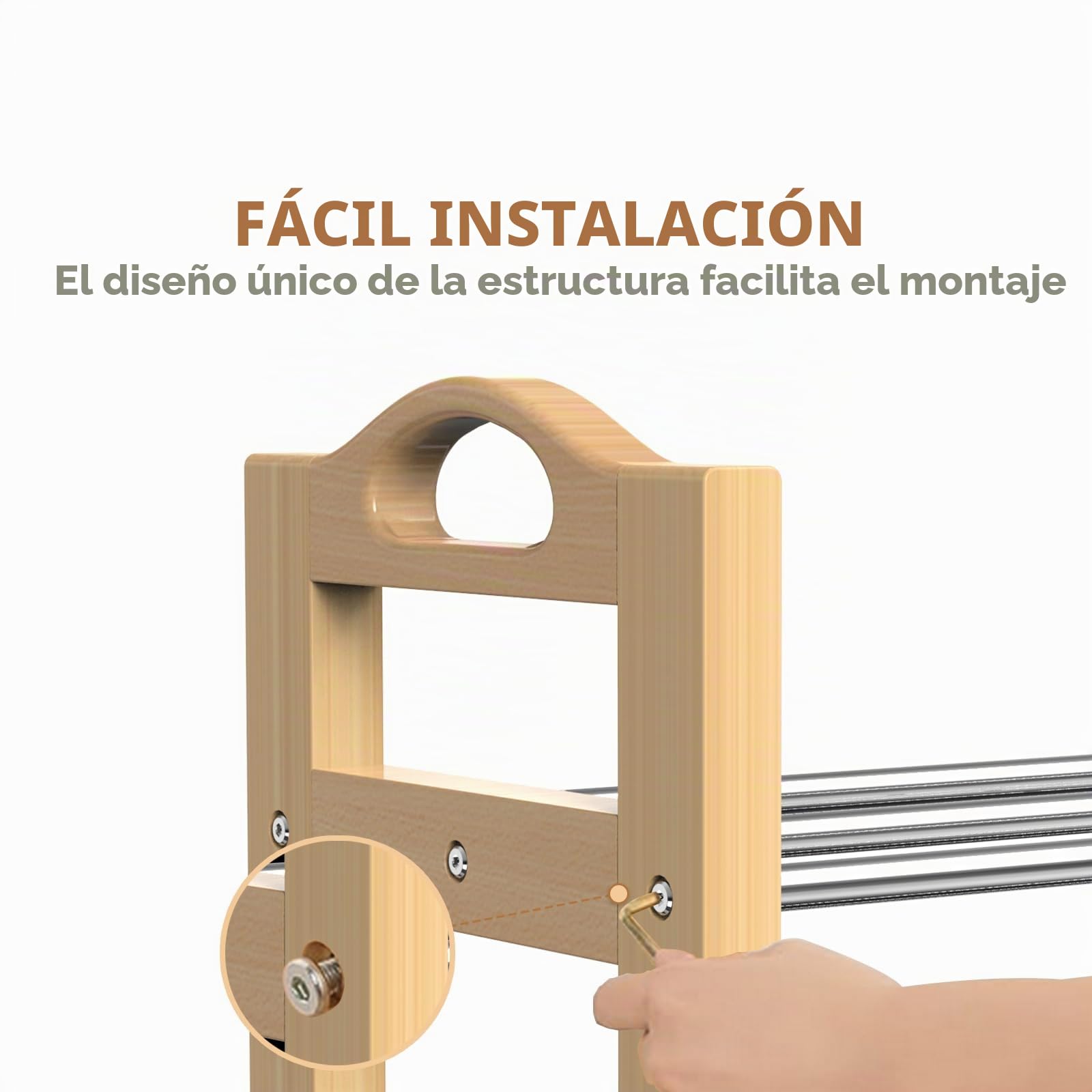 LEMIKKLE Organizador de zapatos de madera expandible para entrada, zapatero de acero inoxidable de 2 niveles, organizador de almacenamiento y organización, montaje simple, tamaño máximo (32-18-9.4