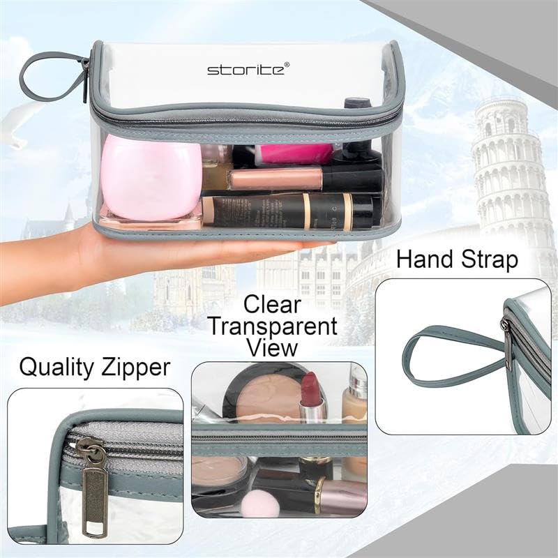 Image of Storite Set of 4 Transparent Travel Pouch Set for Makeup & Toiletries | Suitable For Makeup Toiletries Shaving Kits Cosmetics Accessories And Travel Essentials