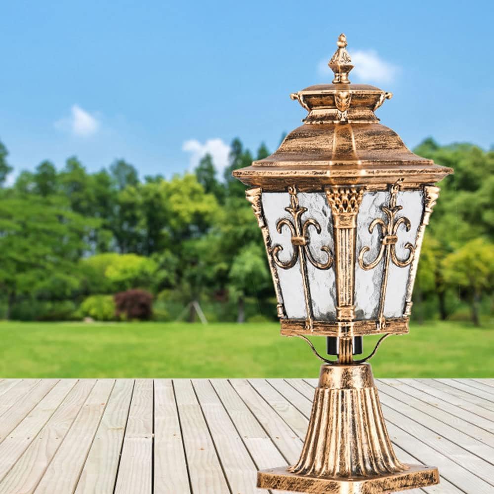 QUSYZD Outdoor Post Lights Fixture Traditional Waterproof Column Headlight Exterior Table Lamp Post Light Fixture Fence Pillar Lamp E27 for Patio Porch Garden,