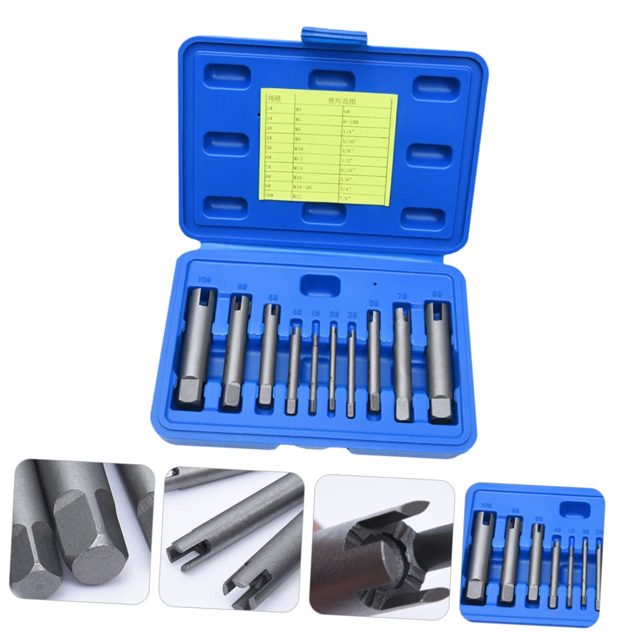 NUOBESTY Set Estrattore di Viti Danneggiate in Lega, Design a 4 Ganasce, 10 Pezzi, per Officina Meccanica e Viti Arrugginite 178 Cacciavite