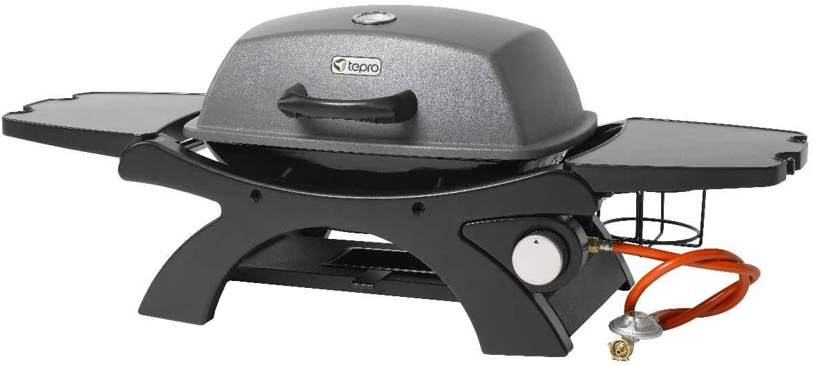 Tepro Abington Tabletop Gas Barbecue with lid closed and side tables extended
