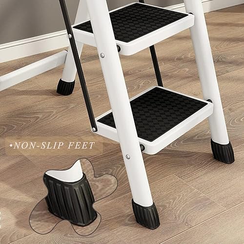 Miniatura 3 de Escalera plegable con plataforma antideslizante, marco de acero portátil para adultos con pedal antideslizante, escalera de acero resistente